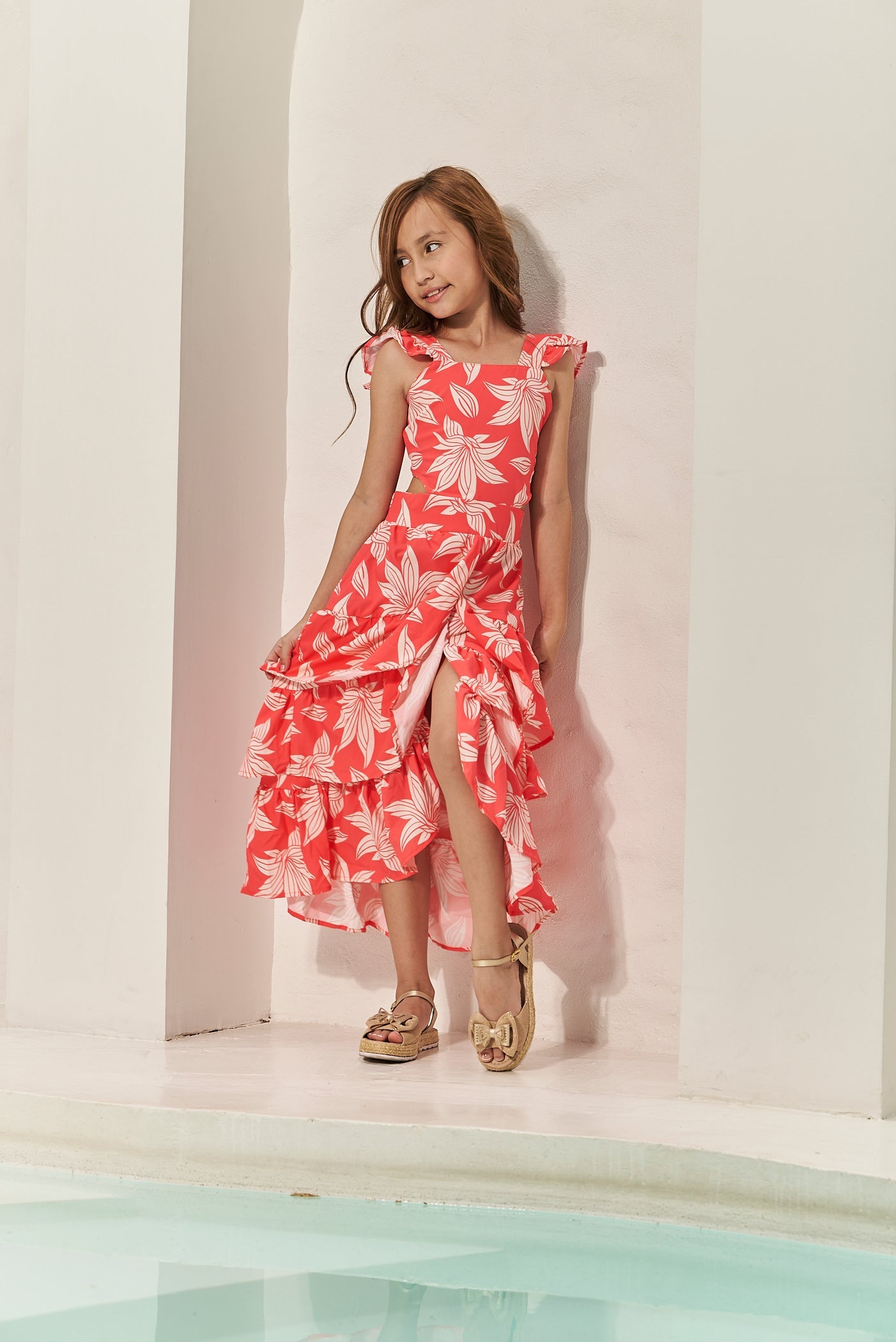Vestido Largo para niña con fruncidos - Luciana